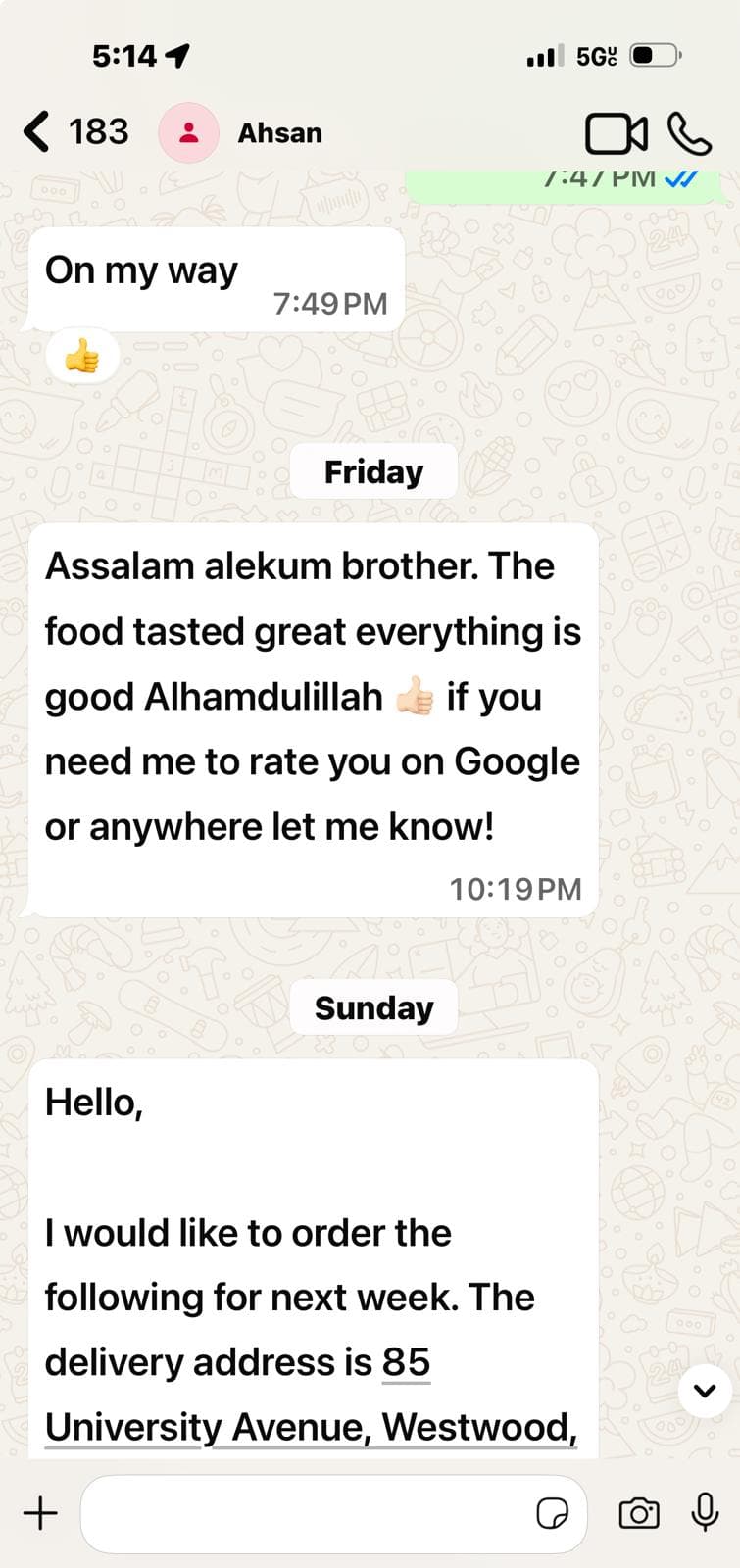 Customer testimonial 2 from WhatsApp