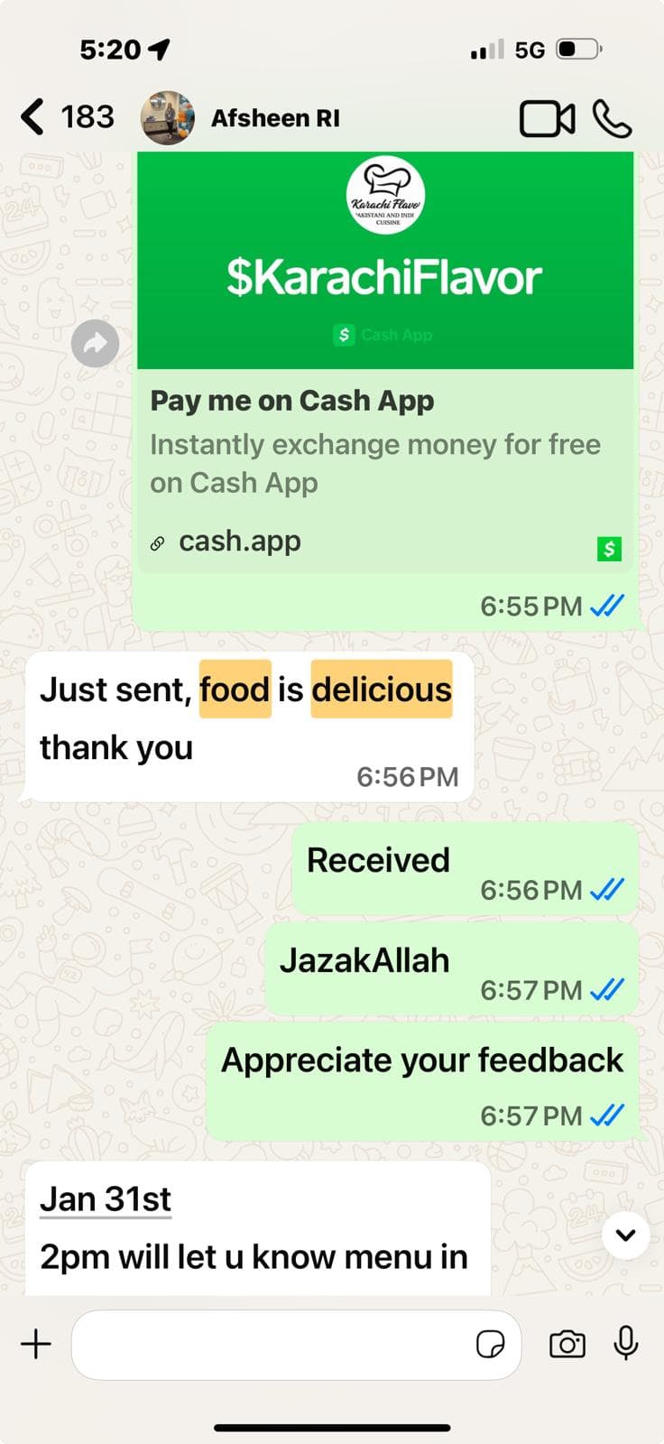 Customer testimonial 6 from WhatsApp