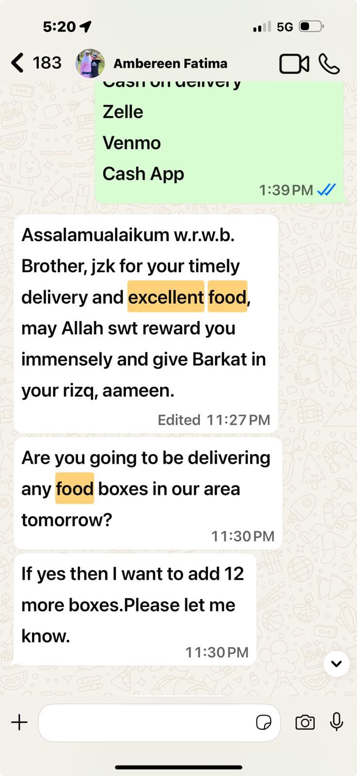 Customer testimonial 7 from WhatsApp