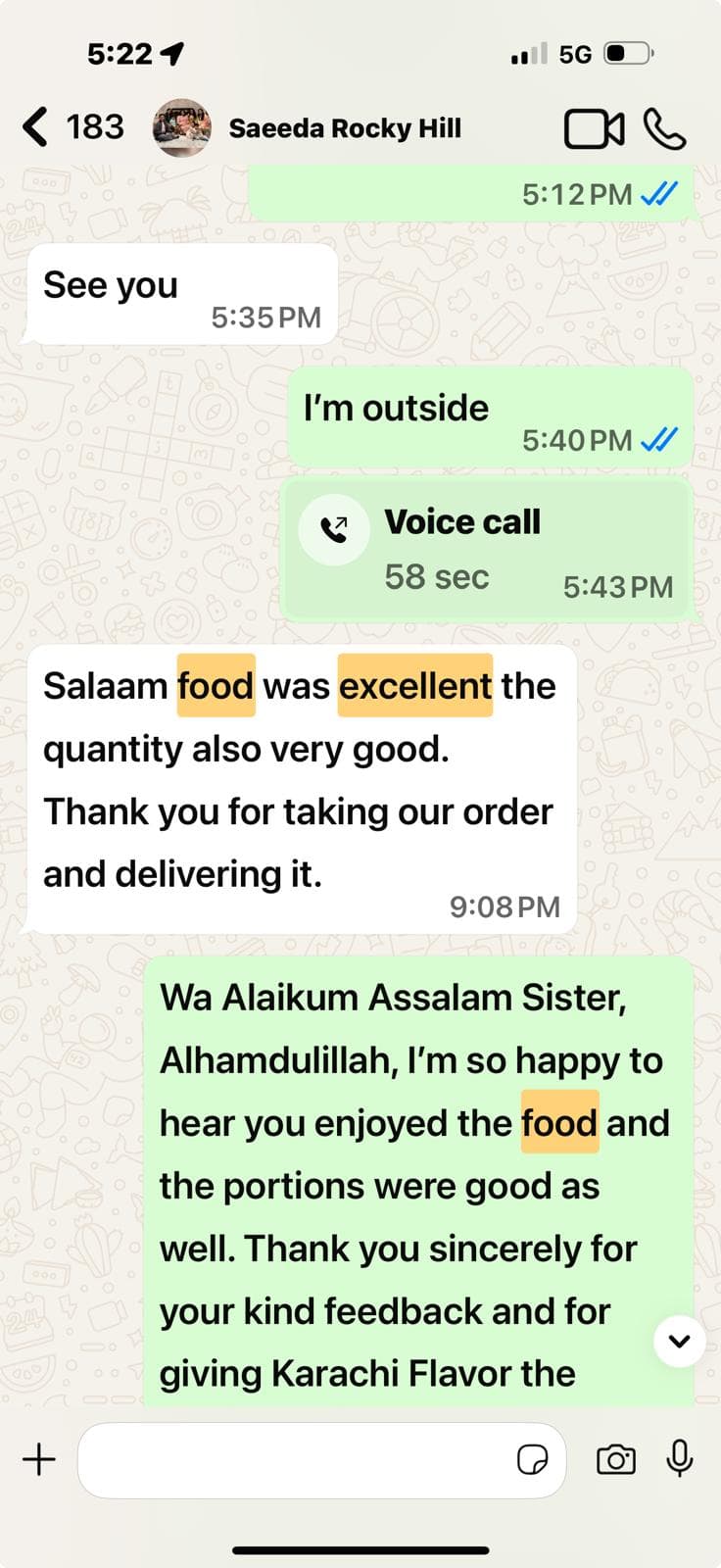 Customer testimonial 8 from WhatsApp