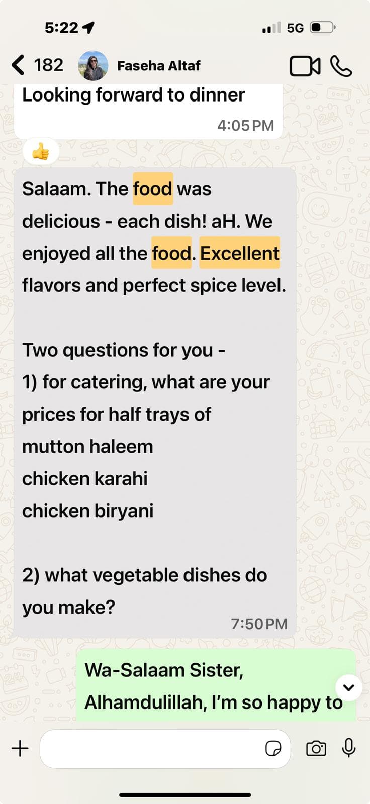 Customer testimonial 9 from WhatsApp