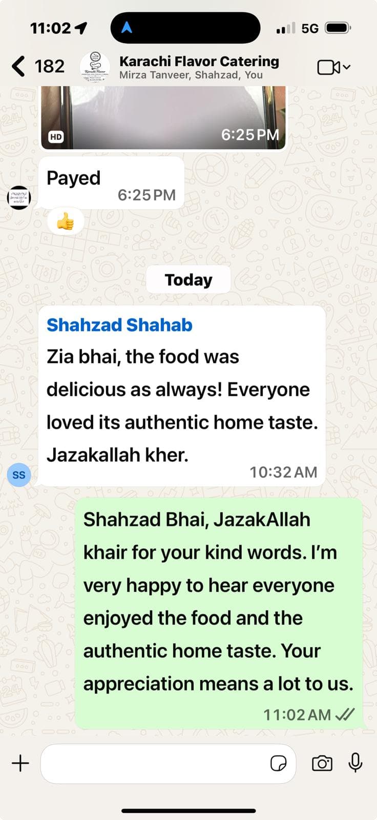 Customer testimonial 11 from WhatsApp
